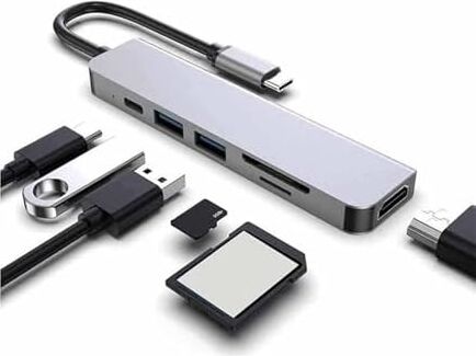 Hb-02 7in1 HDMI USB C Type C Hafıza Kartı Micro Kart Okuyucu Hub 4K A Kalite Metal