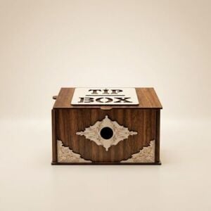 Ahşap Bahşiş Kutusu (Tip Box), Dekoratif Para Kutusu, Kilitli Tasarım, Kafe ve Restoran Için
