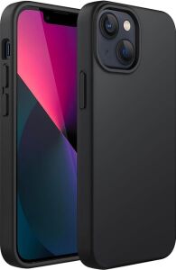 iPhone 13/14 ile Uyumlu Lansman Silikon Kılıf, Kamera Korumalı Kadife Iç Astarlı Esnek ve Darbe Emici Mat Siyah Kapak