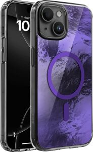 iPhone 15 Plus ve 14 Plus Için Shinemag Serisi Magsafe ile Uyumlu Göz Alıcı ve Şık Metalize Arka Tasarım Yüksek Kalite Materyal Premium Hybrid Kılıf Kapak (Mor, 15 Plus/14 Plus)