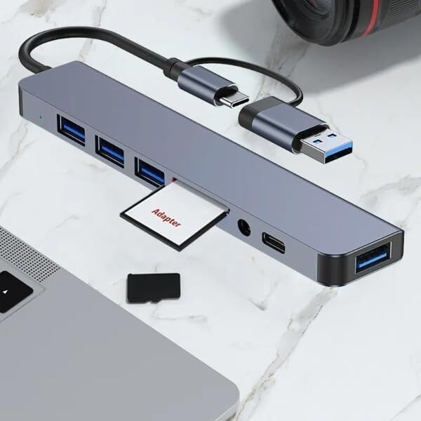 Jouis USB Çoğaltıcı Dönüştürücü Adaptör Port Type C USB 3.0 Hub For Mac Book Pro Air Otg USB 3.0 Adapter Type-C Çevirici USB Hub - (Kaliteli ve Hızlı) (8 In 1 Otg)
