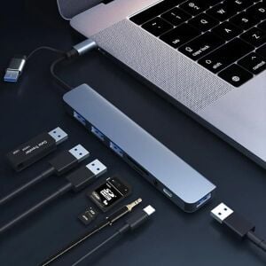 Jouis USB Çoğaltıcı Dönüştürücü Adaptör Port Type C USB 3.0 Hub For Mac Book Pro Air Otg USB 3.0 Adapter Type-C Çevirici USB Hub - (Kaliteli ve Hızlı) (8 In 1 Otg)