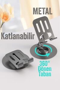 Telvesse Telefon Tutucu Masaüstü Telefon Tablet Standı Yüksek Kalite Metal Katlanabilir 360 Dönen Ayarlı S013