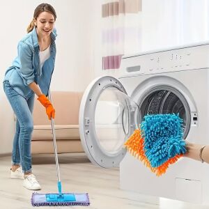 Makarna Mop Mikrofiber Paspas Yedeği, Evrensel Uyumlu Temizlik Başlığı, Döner Moplar Için, Süper Emici, Iz Tüy Bırakmayan Zemin Aparatı, Islak Kuru Şönil Bez, Asorti 40 cm