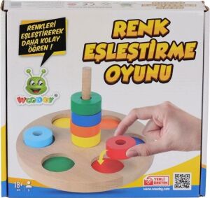 KR136 Woodoy Renkli Halka Eşleştirme Oyunu