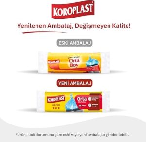 Orta Boy Çöp Torbası 15'li 55X60 Cm, Sızdırmaz & Dayanıklı, Çift Katlı, Geri Dönüştürülebilir Orta Boy Çöp Poşeti, Mutfak, Ofis, Ilk Yardım Çantası, Okul, Kantin, Market, Bahçe, Balkon